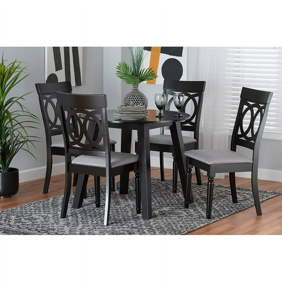 Baxton Studio Charlottle Modern Grey Fabric and Dark Brown Finished Wood 5-Piece Dining Set