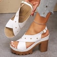 thumbnail image 4 of Platforms Heeled Sandals for Women Open Toe Ankle Strap Summer Dressy Sandals Chunky Block Heel Solid Color Comfort Vintage Trendy Dressy Non Slip Breathable Walking Casual Shoes, 4 of 7