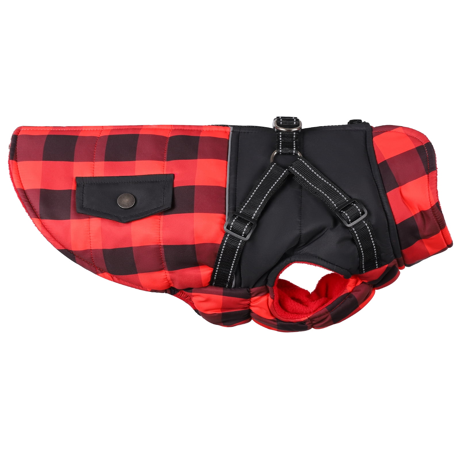 Dog Winter Jacket,Dog Plaid Coat with Harness,Puppy Vest Small Pet Clothes with Fleece Lining,Ideal for Outdoor and Indoor XS XS M