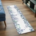 thumbnail image 3 of 2'x6' Rug Runners for Hallways Kitchen, Teal Purple Botanical Non Slip Entryway Beside Floor Carpet Runner, Spring Floral Summer Eucalyptus Leaf Washable Laundry Room Bedroom Throw Rugs Mat, 3 of 8