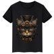 thumbnail image 3 of Ropa infantil con estampado de calavera de gato, camiseta de algodón de verano para niños y niñas, ropa infantil personalizada de manga corta negra, 3 of 5