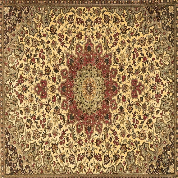 Ahgly Company Indoor Square Medallion Brown Traditional Area Rugs, 5' Square