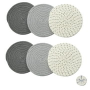 6 Pcs Cotton Thread Weave Hot Pot Holders, Multi-use Hot Mats Non-Slip Insulation Hot Pads Trivet for Cooking and Baking,Grey