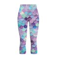 thumbnail image 4 of SCRAWLGOD Mermaid Scales Blue Violet Women's Workout Capri Leggings for Women with Pockets Active Lightweight High Waisted Legging for Running Yoga Pants Gym Casual Summer, S, 4 of 7