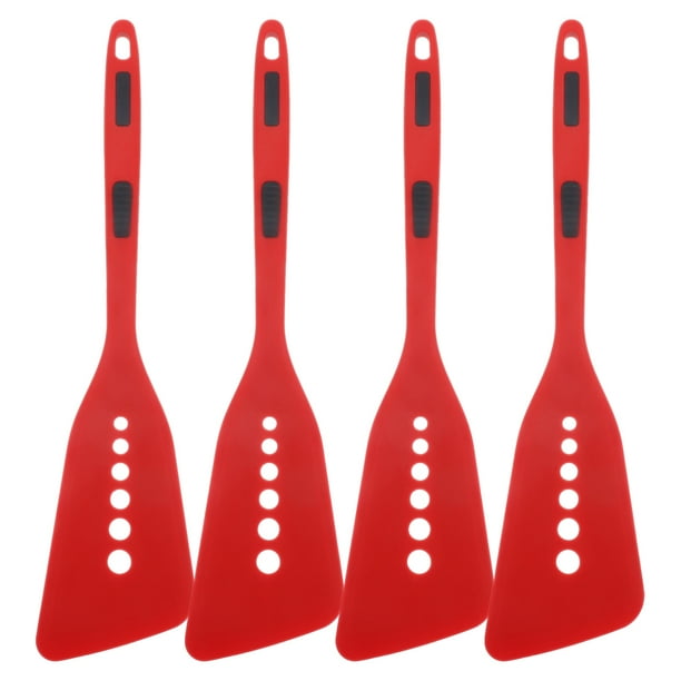 Espátula de silicona para wok (4 unidades): antiadherente y antiescaldadura Mango largo para tortillas, pescado y frituras Ideal para cocina y restaurante