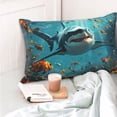 thumbnail image 4 of Zufioo Realistic Ocean Shark Print Double-Sided Throw Pillow Cover, Pillow Protector Home Decor - With Hidden Zipper, Suitable for Bedroom, Living Room, Car Interior-20"x30", 4 of 6