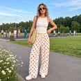 thumbnail image 4 of Evdexr Polka Dot Pants for Women Wide Leg Drawstring Trousers Summer 2026 Elastic Waist Casual Pant Loose Fit Lightweight Flowy Lounge Pant with Pocket M, 4 of 7