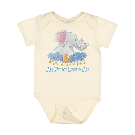 

Inktastic My Nana Loves Me Cute Elephants Clouds Moon and Stars Gift Baby Boy or Baby Girl Bodysuit
