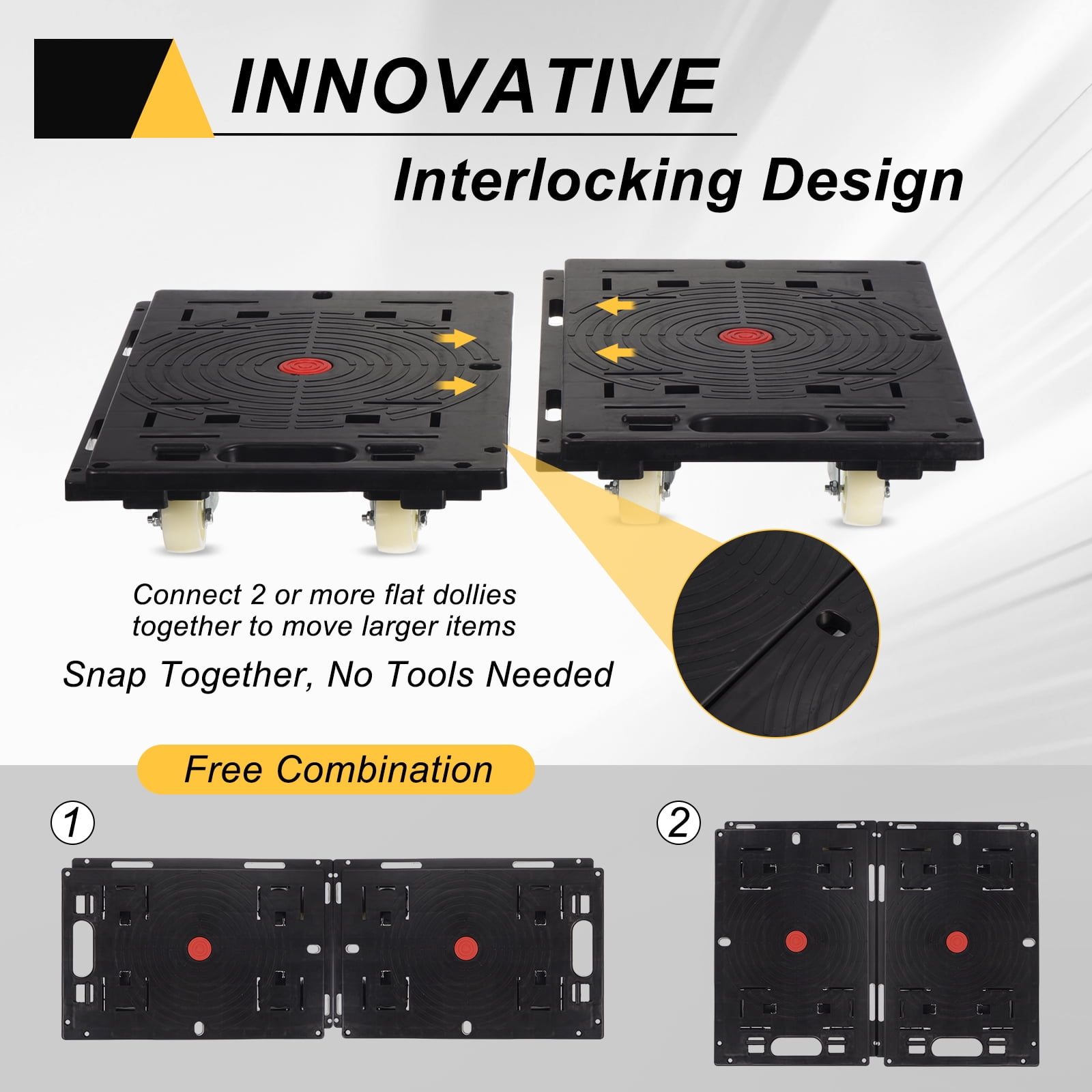 Uxcell Furniture Dolly Movers with 4 Wheels 330lbs Capacity for Heavy Furniture Black 1 Pack