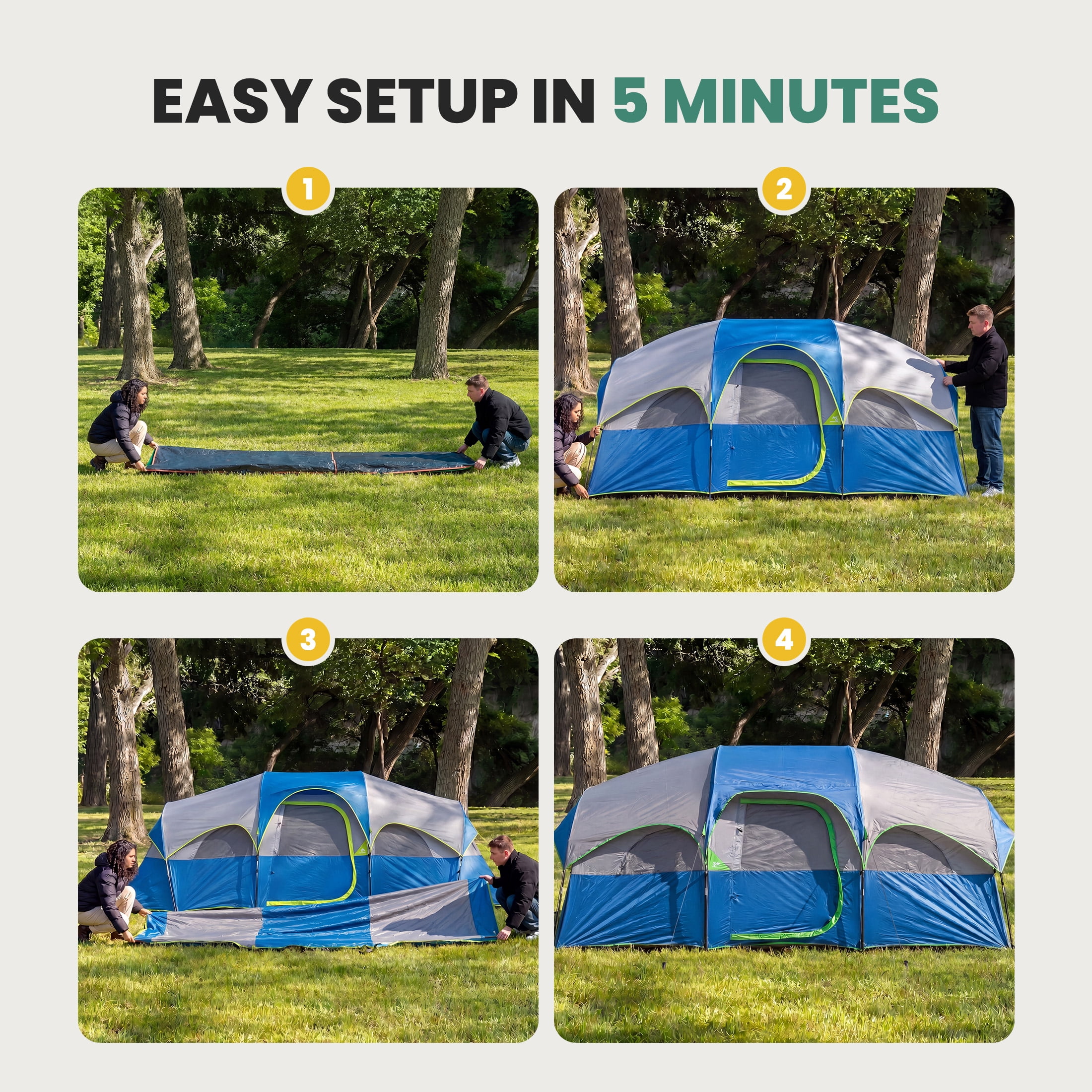 シェドラテント　8人〜12人 EDX 8-Person Camping Tent with Waterproof Double Layer & Standing