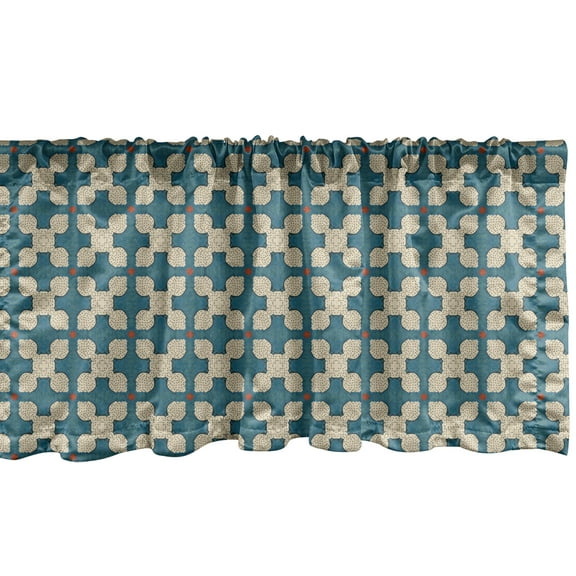 Ambesonne Abstract Valance Pack of 2, Vintage Influenced Motifs, 54"X18", Petrol Blue Beige