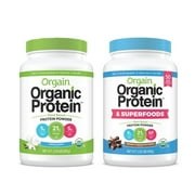 Orgain - Organic Vegan, Gluten Free Plant Based Protein & Superfoods Powder - Creamy Chocolate Fudge (2.02 LB) + Protein Powder - Sweet Vanilla Bean (2.03 LB)