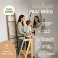 thumbnail image 3 of Torre de Aprendizaje Montessori de Bambú Plegable Color Natural con Alturas Ajustables y Barra de Seguridad, 3 of 8