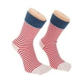 thumbnail image 5 of Unique Bargains 1 Pair Five Toe Socks Soft Contrast Color Cuff Stripe Socks for Women Blue, White, Red, 5 of 6
