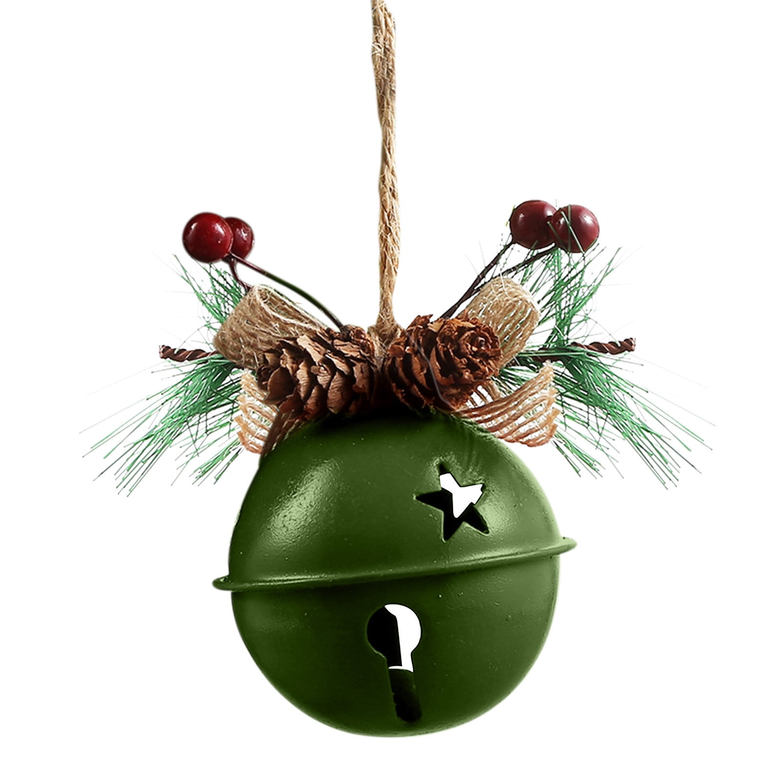  Ciieeo Christmas Jingle Bells Door Hanger Large Door Hanging  Bells with Pine Pick Cone Berry Iron Star Bell for Christmas Tree Wall  Doorway Hanging Decoration : Home & Kitchen