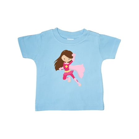 

Inktastic Superhero Girl Brown Hair Pink Costume Gift Baby Girl T-Shirt