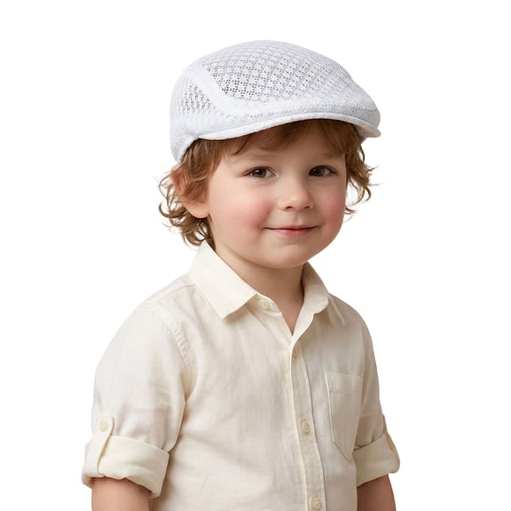 WDDDD Kids Newsboy Cap Tweed Flat Beret Herringbone Vintage Hat White 3-16 Years