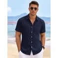 thumbnail image 2 of RICHCOIN Mens Linen Shirts Short Sleeve Button Down Dress Shirts for Men Casual Summer Tops Beach, 2 of 7