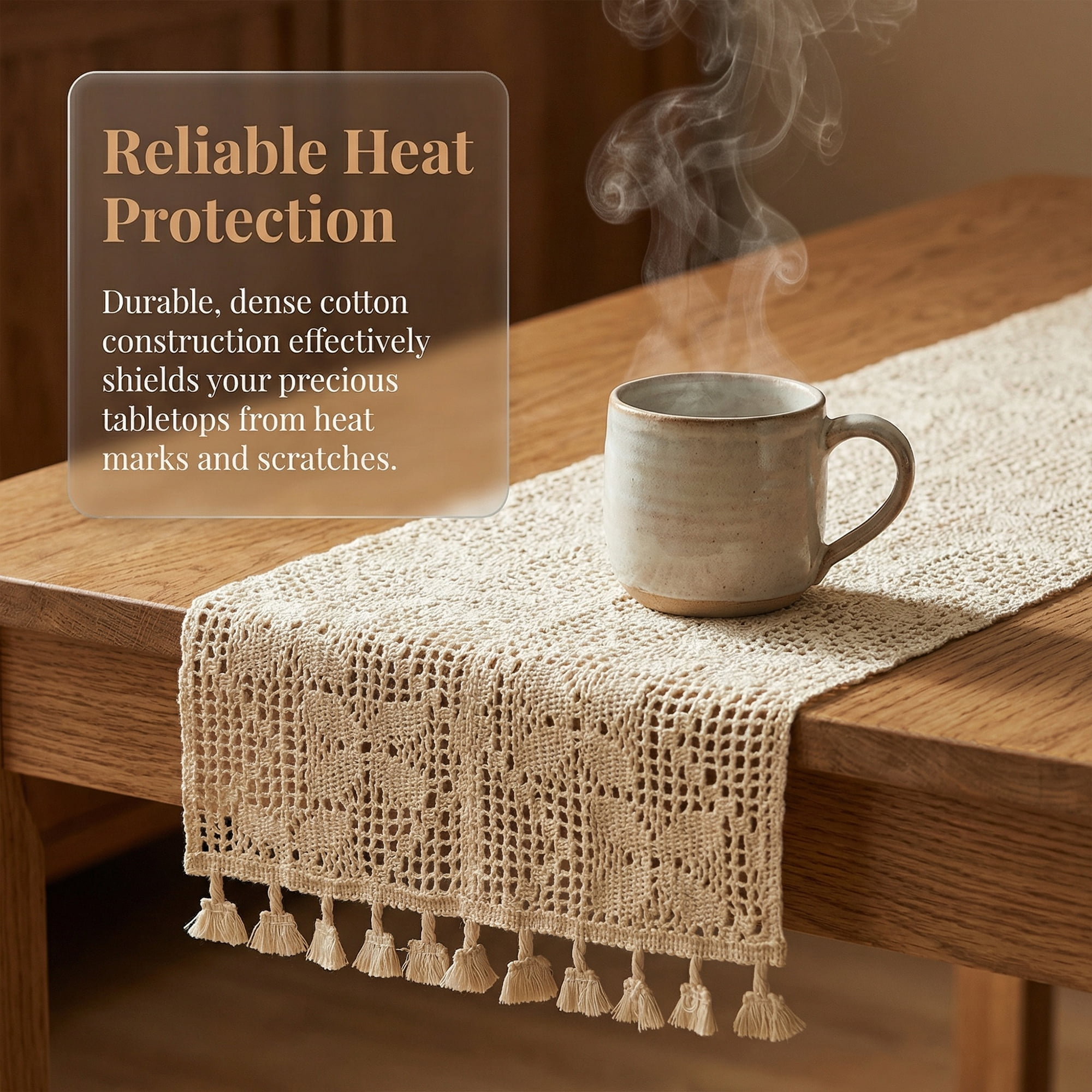 Unique Bargains Long Washable Cotton Kitchen Runner with Tassel Butterfly Flower 70.9in