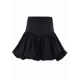 thumbnail image 4 of Women Bubble Mini Skirt High Waist A Line Short Skirt Ruffle Hem Slim Fit Skirts Black S, 4 of 8