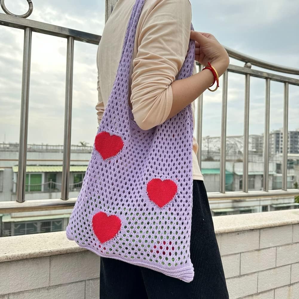 Kukuzhu Crochet Hobo Bag Women Large Hollow Beach Bag Stylish Shoulder Bag Tote for Work School Travel