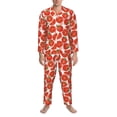 thumbnail image 3 of Picia Tomatoes Pattern Men’s Long-Sleeve Sleepwear Set - Soft 2-Piece Loungewear with Pockets, Comfy PJs for Relaxing Nights-X-Large, 3 of 7
