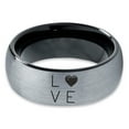 thumbnail image 2 of Tungsten Love Heart Pleasure Positive Emotions Band Ring 8mm Men Women Comfort Fit Black Dome Brushed Gray Polished, 2 of 4