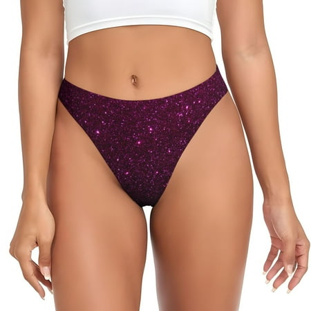 Rateoe Dark Purple Glitter Pattern Seamless Women Underwear Thongs No Show Ladies Thong No Line Breathable Comfortable Panties Undies for Women-Medium