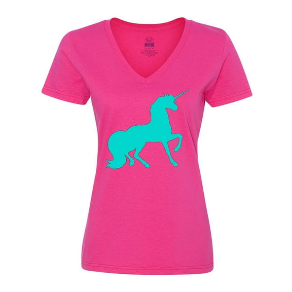 Inktastic Aqua Unicorn Women's V-Neck T-Shirt