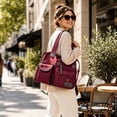 thumbnail image 5 of Nylon Tote Bag Waterproof Large Capacity Multi Pocket Travel Handbag Crossbody Bag for Outdoor Camping(Red-50x35x13cm), 5 of 5