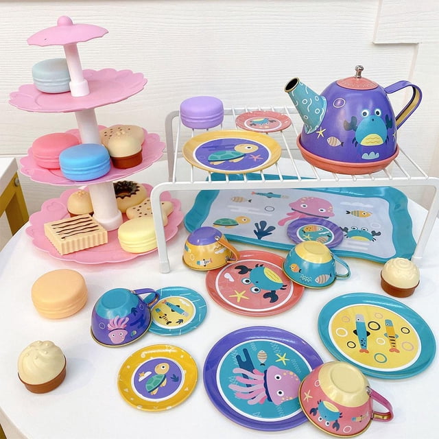 Juguetes de Pretend Tea Time Time Juguete Conjunto con Accesorios de de Juguete para Conjunto de océanos de 17pcs Hugo Jugar juguetes de la casa