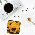 thumbnail image 5 of Kll Square Drink Coasters Set Of 4,Pu Leather Absorbent Coasters Set Decorative Coffee Cup Coasters Housewarming Gift For Home Decor-Flower Bush Sunflower, 5 of 9