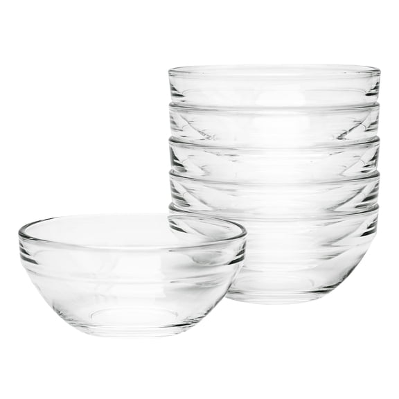 8.5 oz Clear Glass Bowl, Small Prep Bowls for Prepping Ingredients, Dishwasher and Microwave Safe, Stackable, Set of 6