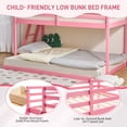 thumbnail image 6 of Zimtown Bunk Bed Twin Over Full with 14.57" Height Safety Guardrail, Low Floor Wood Bed Frame, Pink, 6 of 11