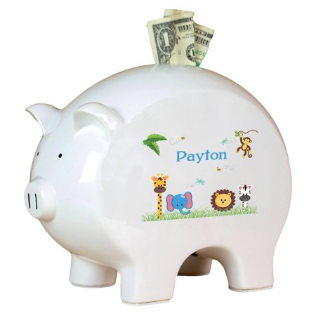 My Bambino Asymmetrical Pig Piggy Banks & Money Jars White/Blue