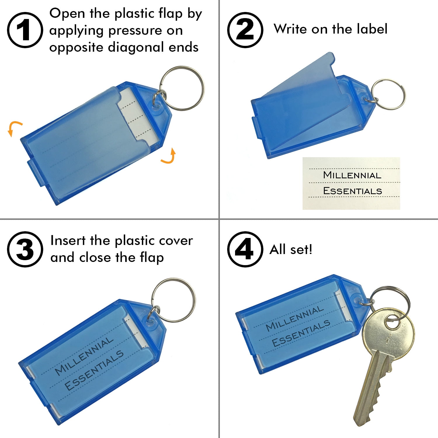  Simetufy 100pcs Plastic Key Tags with Labels, Key Labels with  Ring and Label Window, Key Tags Identifiers for Name, Luggage 10 Colors :  Office Products