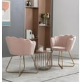 thumbnail image 3 of Velvet Accent Chair Modern Lotus Single Sofa Set of 2 Conversation Lounge Chair with Iron Metal Gold Plated Legs, Modern Small Apartment Furniture Couch for Office, Lounge, Living Room, Pink, 3 of 7