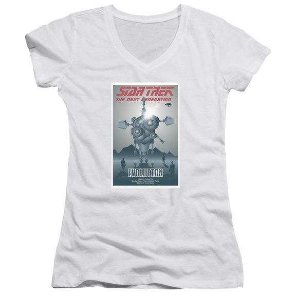 Star Trek Tng Season 3 Episode 1 Junior Women's V-Neck T-Shirt White