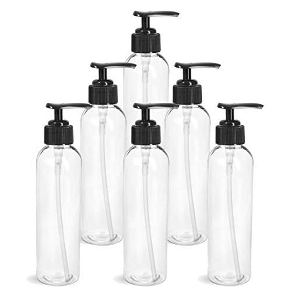 Grand Parfums EMPTY 8 Oz CLEAR Plastic Soap Dispenser Bottles with