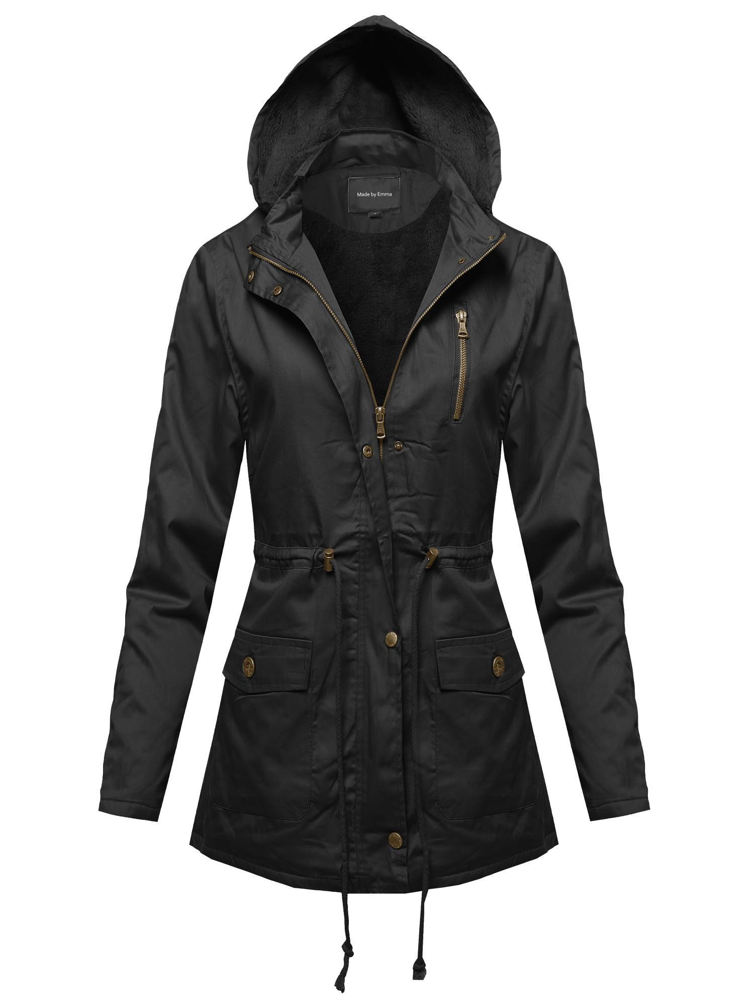 FashionOutfit Women's Military Button & Zipper Hooded Parka Anorak