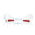 thumbnail image 1 of Jeco Ensemble de Conversation en Osier 3 Pcs, Blanc, avec Coussins Rouges, 1 of 3