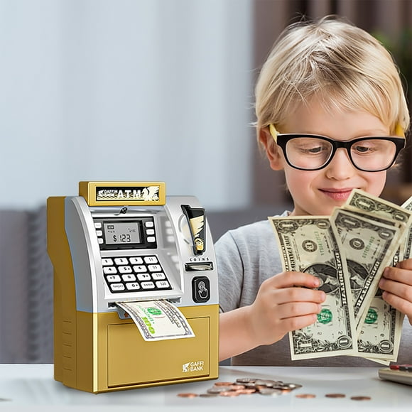 Bank For Real Digital Electronic Saving Machine Box With Debit Card Bill Feeder Recognition Calculator Password Lock Case Boys