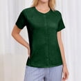 thumbnail image 4 of OIOLOYJM Womens Mastectomy Shirts with Drain Pockets Tear Away Side Snap Post Shoulder Surgery Shirts Chemo Port Dialysis T Shirt Dressy Casual Cozy Blouses Dark Green S, 4 of 7