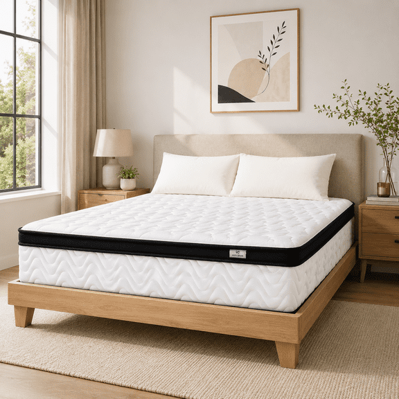 10 Inch Queen Mattress in a Box, Memory Foam & Pocket Spring Hybrid Mattress, Medium Firm