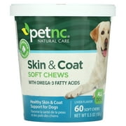 petnc NATURAL CARE Skin & Coat, All Dog, Liver, 60 Soft Chews, 5.5 oz (156 g)