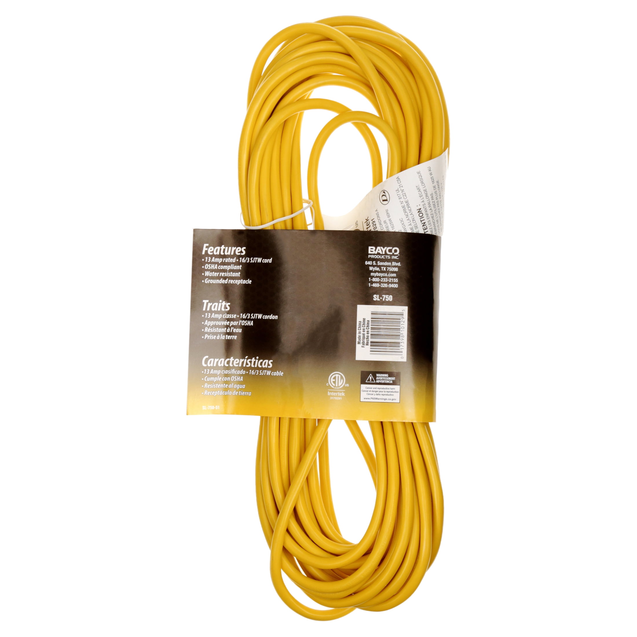 Bayco SL-750 50 ft. Extension Cord with Single Outlet 13 amp