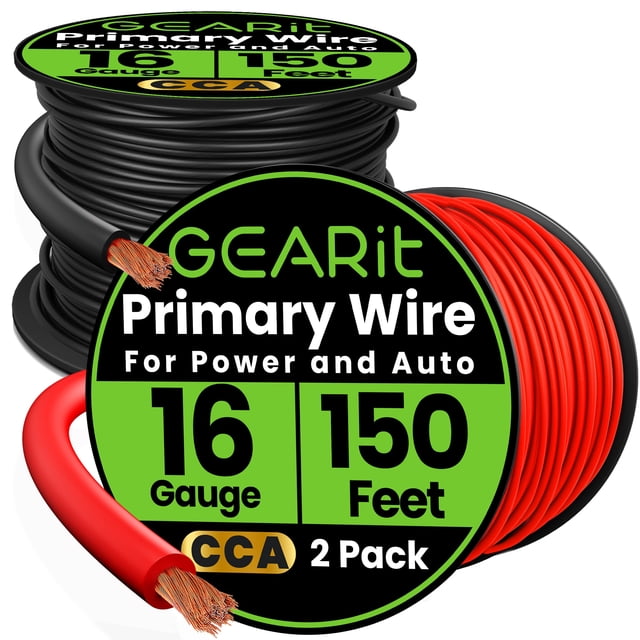 Wire GearIt, calibre 16, primario, CCA, 16 AWG, aluminio revestido de cobre