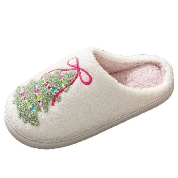Christmas Slippers House Shoes for Women Fluffy Soft Cozy Bedroom Cartoon Plush Cute Slippers for Indoor Outdoor Use