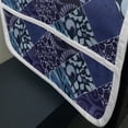 thumbnail image 3 of Checkered Microwave Oven Cover, Patchwork Style Damask Motifs in Geometric Violet Tones Floral Swirls Scrolls, Water Resistant Organizer with Pockets for Kitchen, 36" x 12", Multicolor, by Ambesonne, 3 of 4