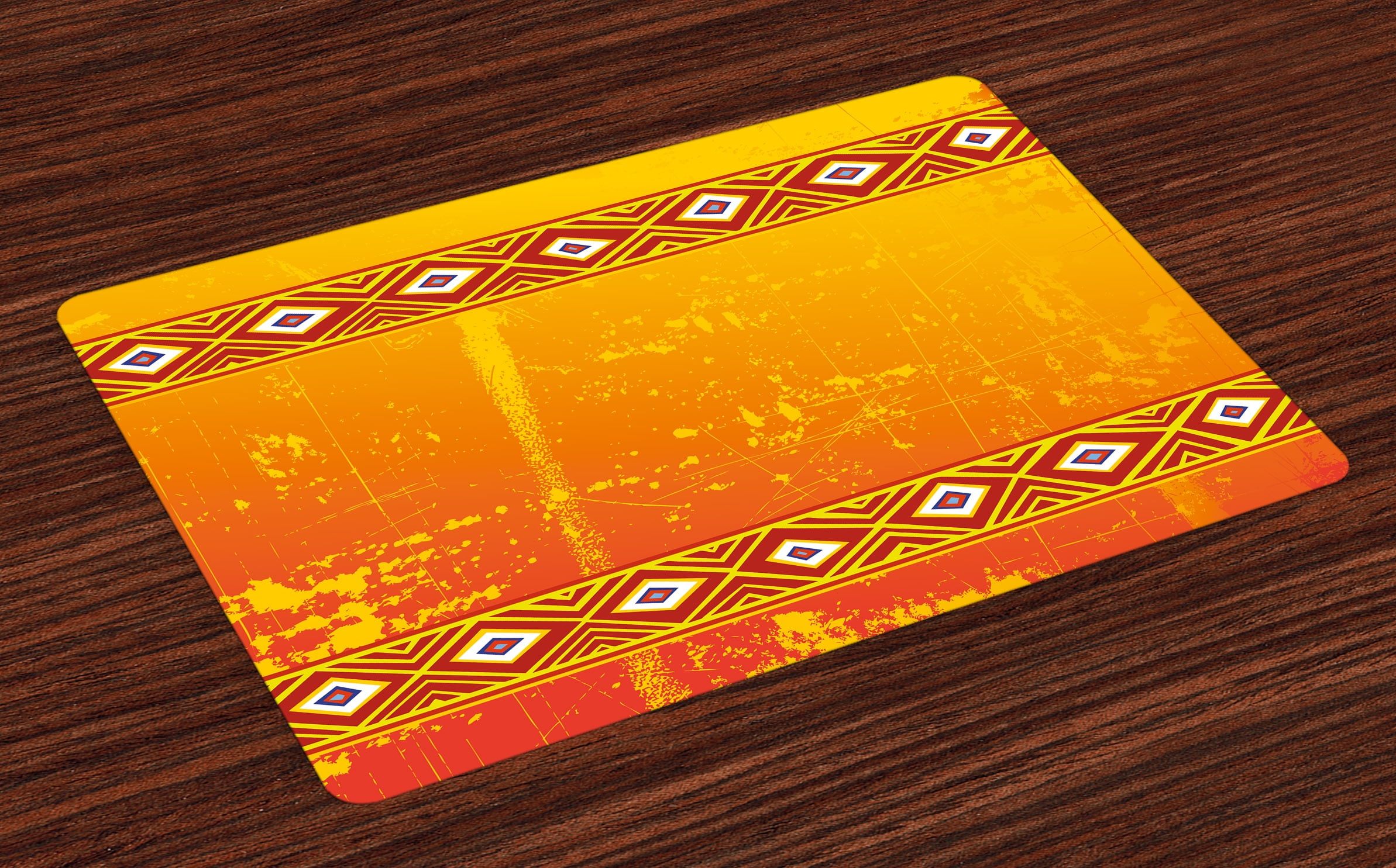 African Placemats Set of 4 Tribal Theme Ethnic African Grunge Ornaments